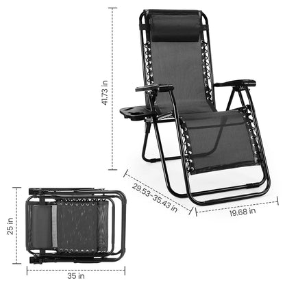 Zero Gravity Portable Recliner Chair Adjustable Pillow