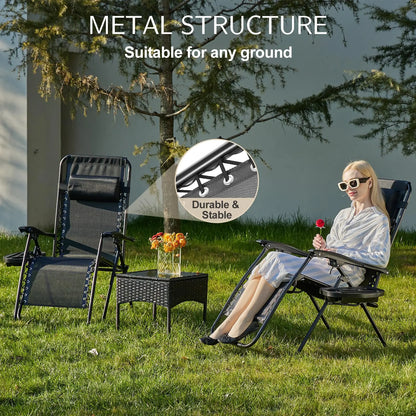 Zero Gravity Portable Recliner Chair Adjustable Pillow