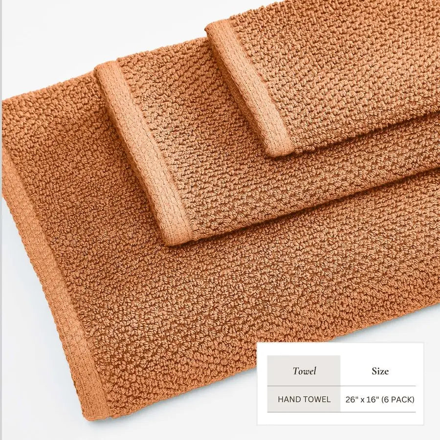 100 Cotton 6 Pack, Hand Towel Set