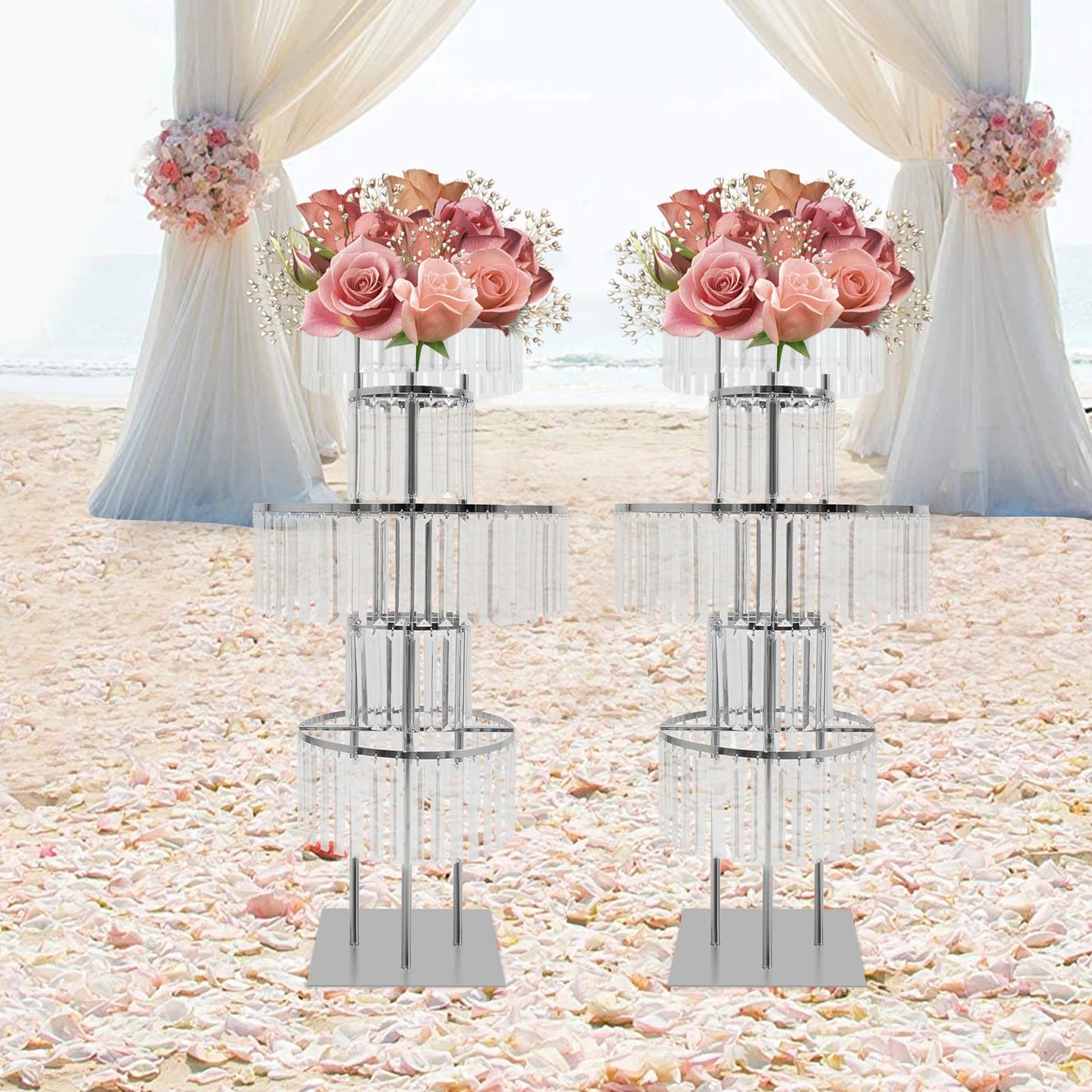 2PCS Crystal Flower Stand Crystal Vases Gold/Silver