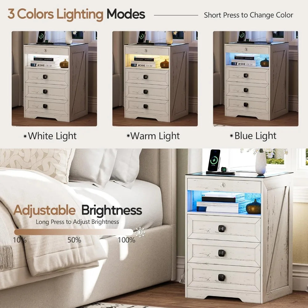 Smart Nightstand with Lockable Gun Drawer