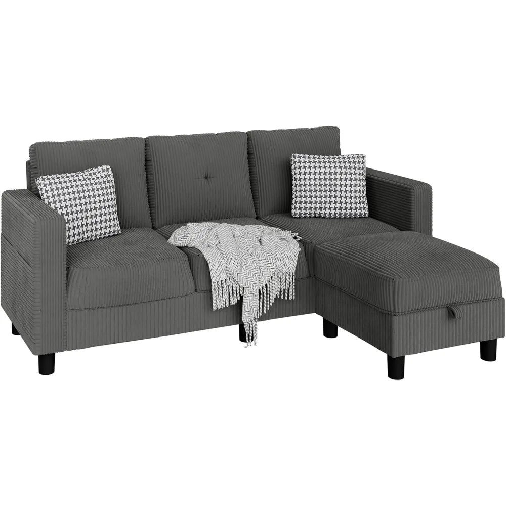 L-Shaped Sectional Sofa with Ottoman,