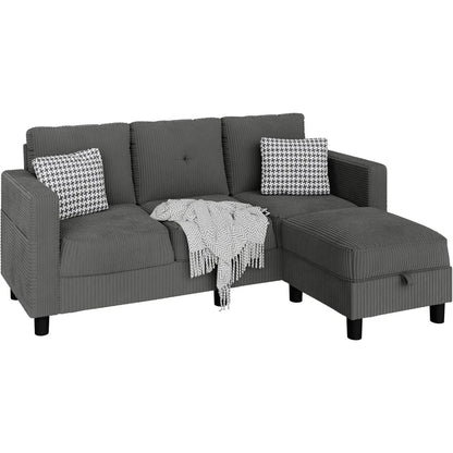 L-Shaped Sectional Sofa with Ottoman,