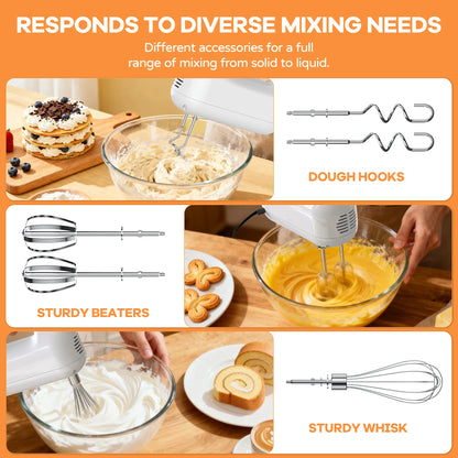 Electric Portable Kitchen Mixer with Dough Hooks