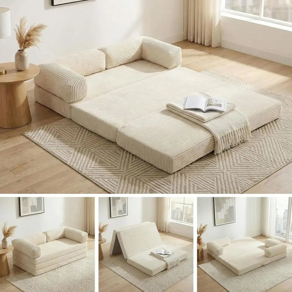 Queen Size Convertible Sofa Bed   Upholstered Sleeper Sofa, Ideal for Small Spaces and Guest