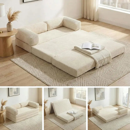 Queen Size Convertible Sofa Bed   Upholstered Sleeper Sofa, Ideal for Small Spaces and Guest