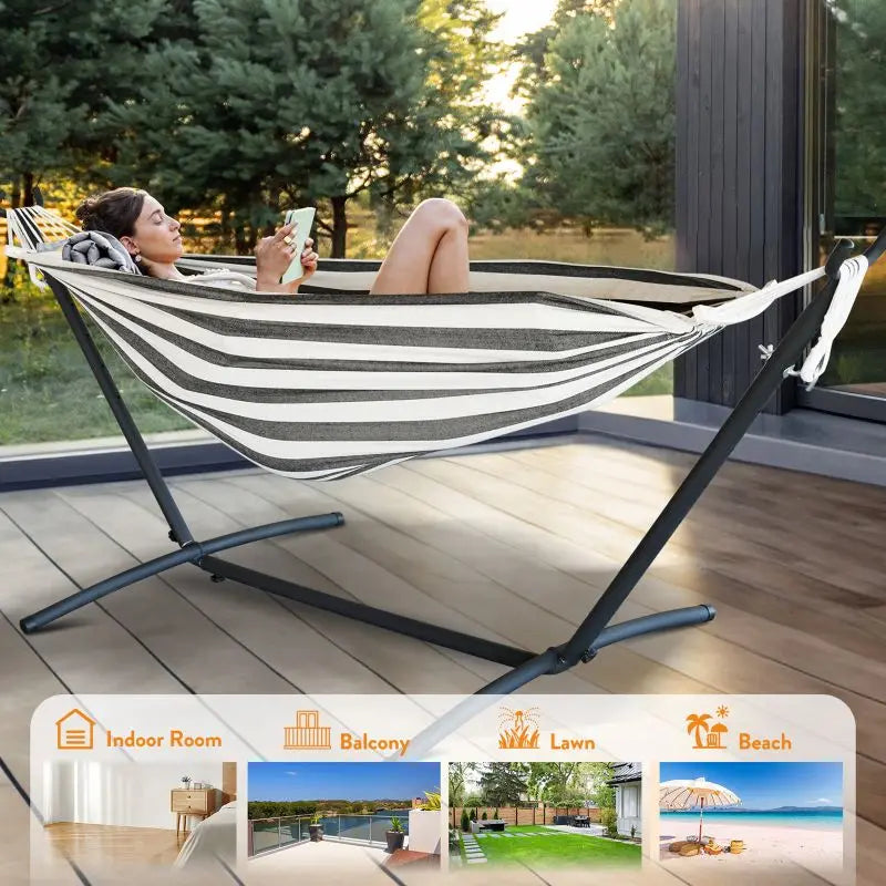 Gyroor Hammock with Adjustable Stand- Hammock Bed