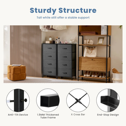 JHK Dresser For Bedroom With 4 Fabric Drawers
