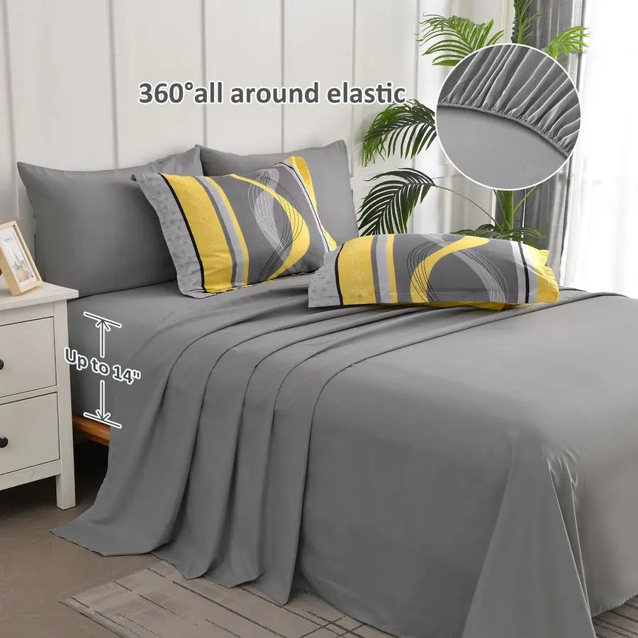 Yellow Comforter Set Queen Striped Bedding
