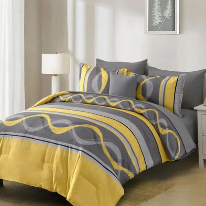 Yellow Comforter Set Queen Striped Bedding