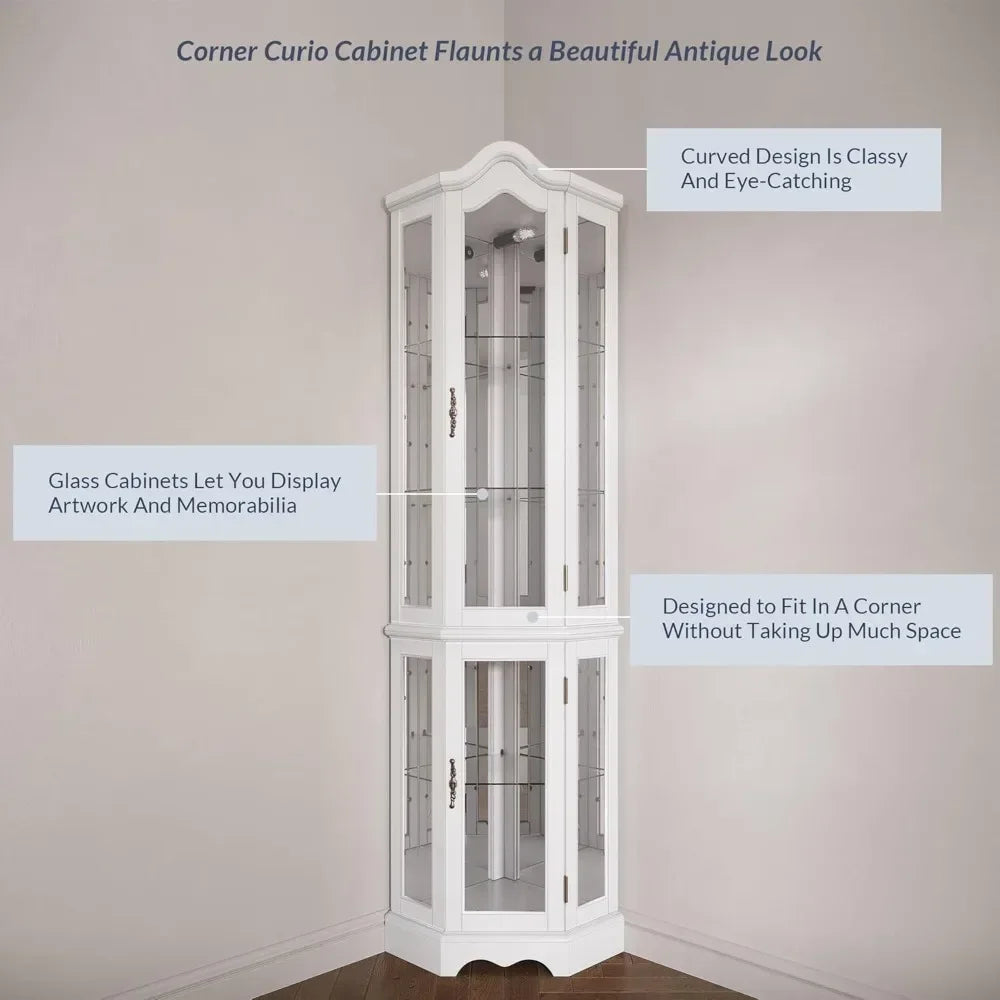 Hot salesLighted 3-Side Glass Display Curio Cabinet