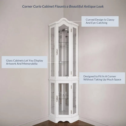 Hot salesLighted 3-Side Glass Display Curio Cabinet