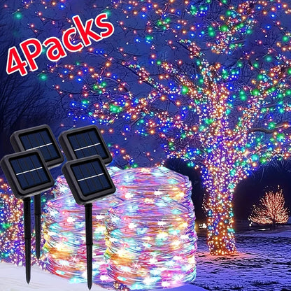 4Pcs 160ft Solar String Lights - 400Pcs Outdoor