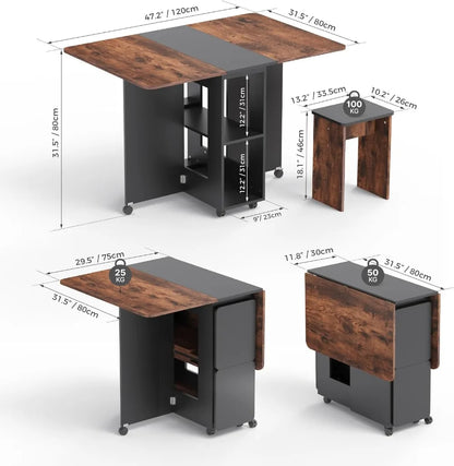 4-Person Folding Dining Table Set