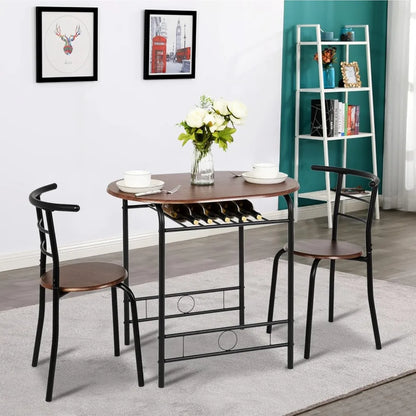 Small Kitchen Table Set for 2 with Wine Rack