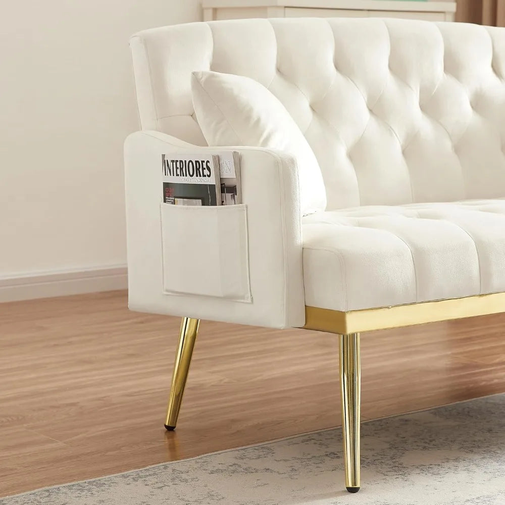 55-Inch Velvet Loveseat Sofa Gold Legs