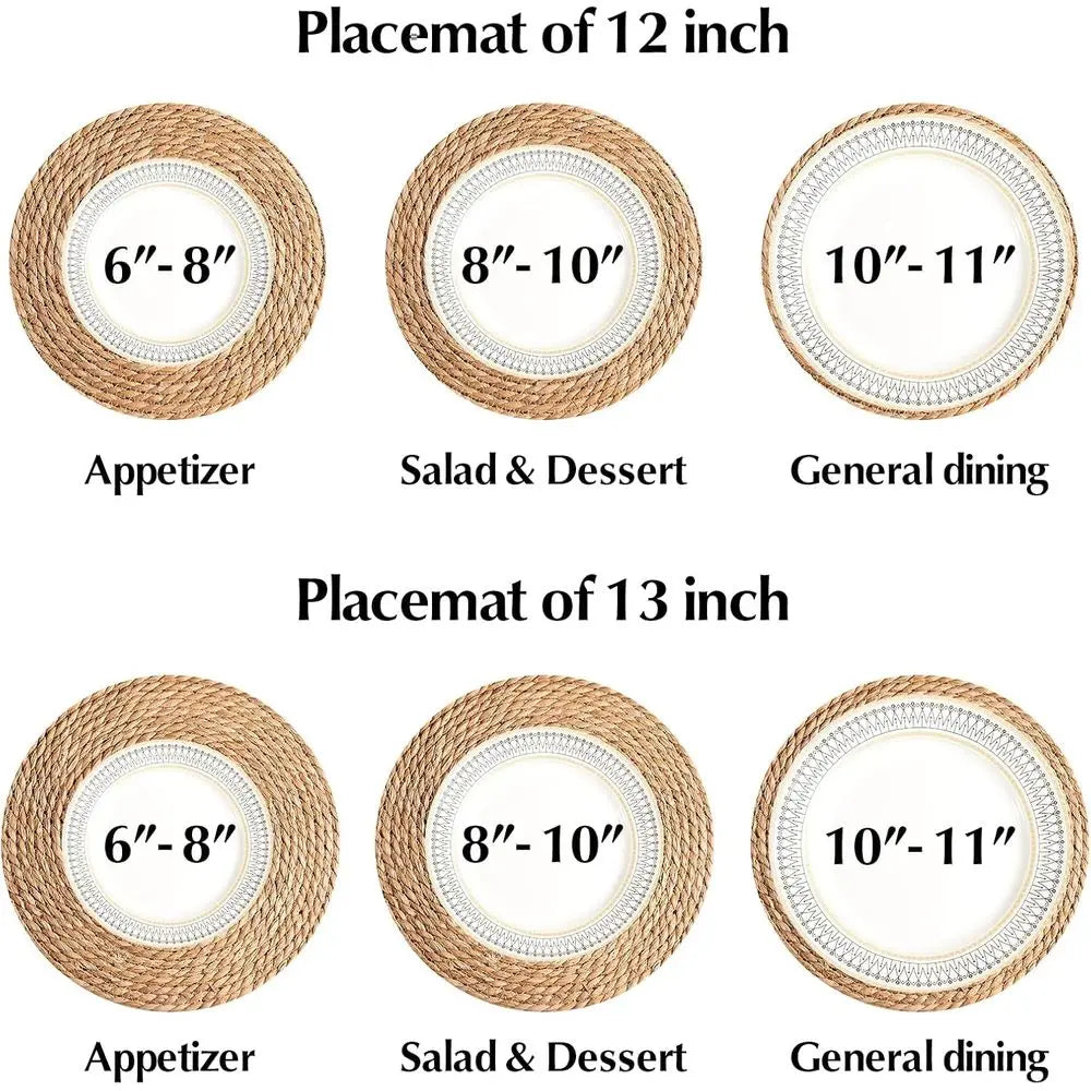 Round Woven Placemats Natural Water Hyacinth