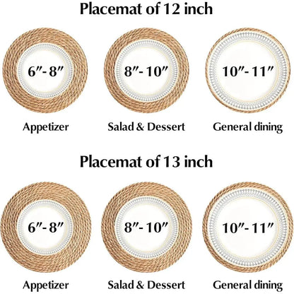 Round Woven Placemats Natural Water Hyacinth