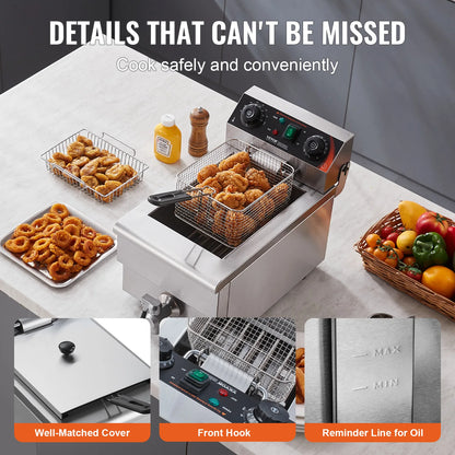 SucceBuy Commercial Deep Fryer Electric Countertop Fryer
