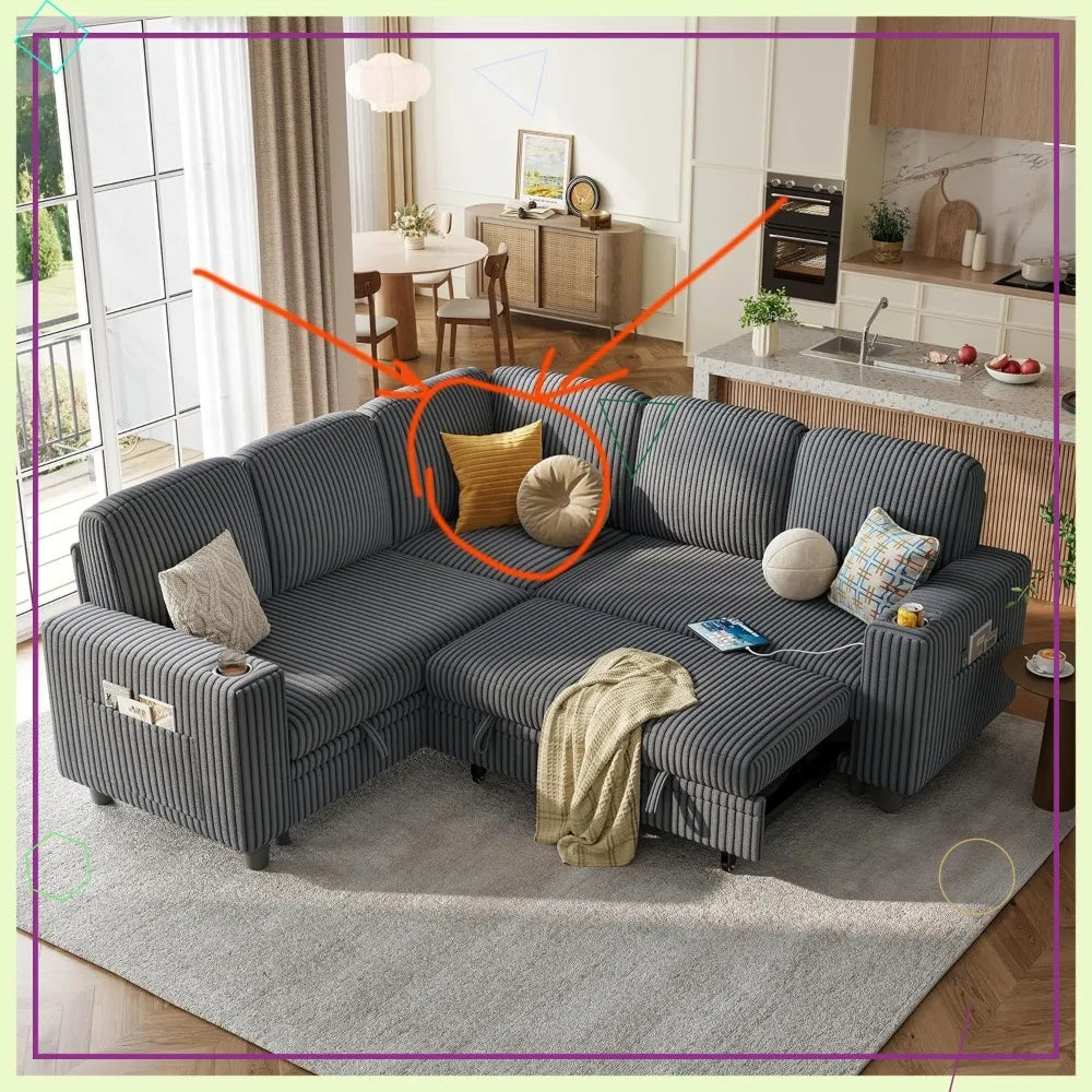 Corner Sleeper Sofa Sectional Couch with Storage