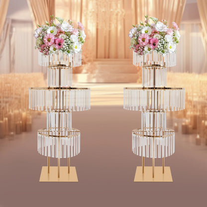2PCS Crystal Flower Stand Crystal Vases Gold/Silver