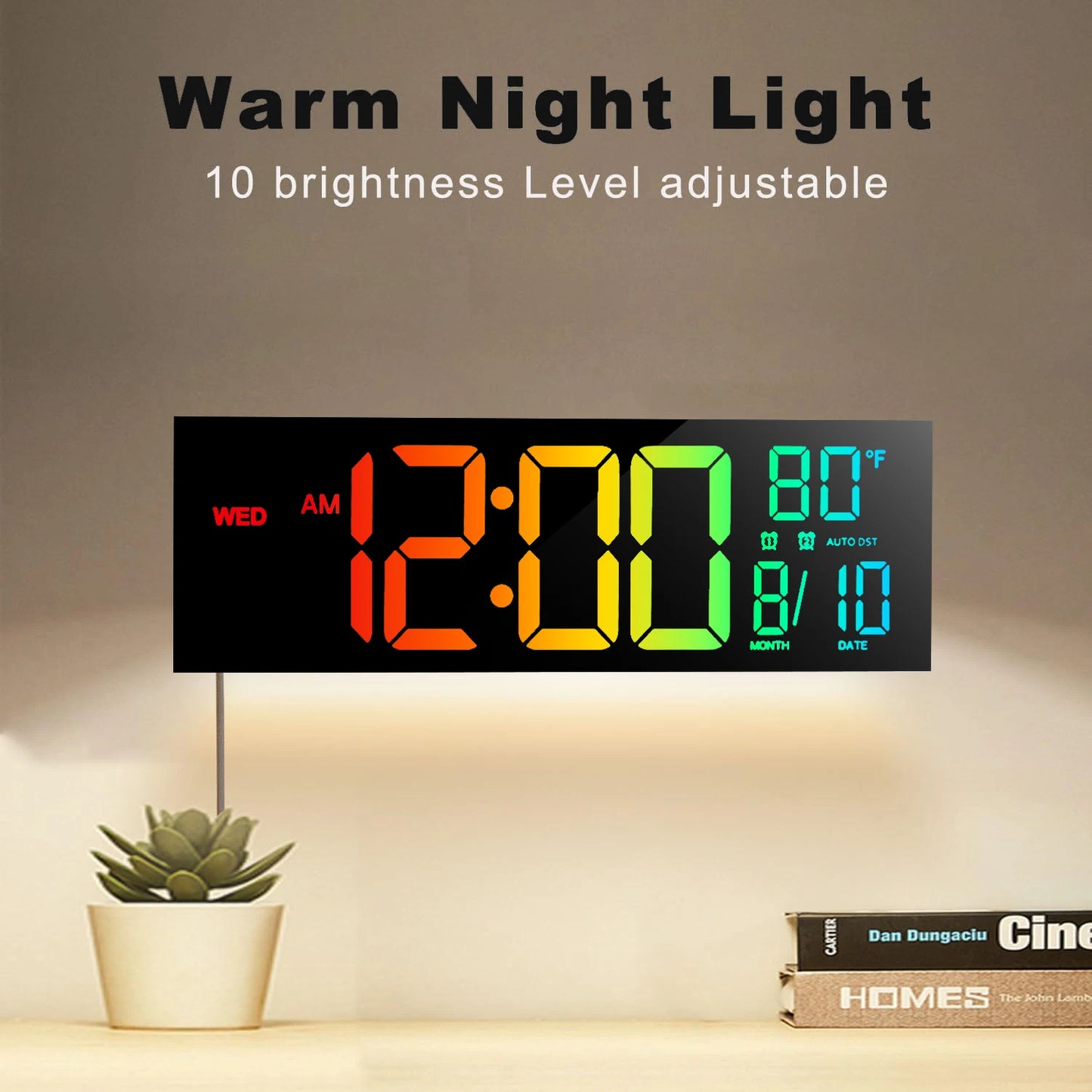 16" Large Digital Wall Clock, LED Display