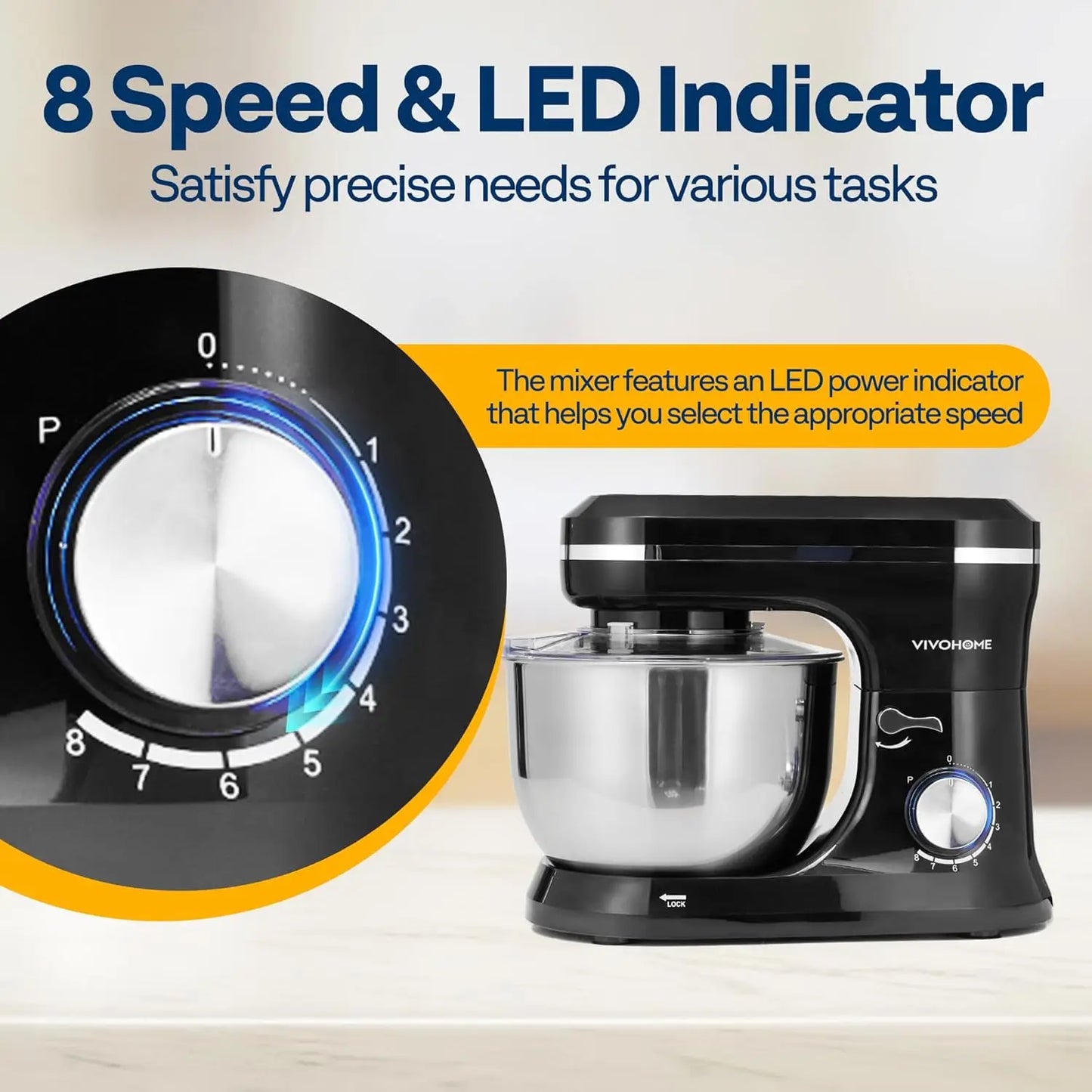 4.75 Qt Stand Mixer, 8 Speed Food Mixer