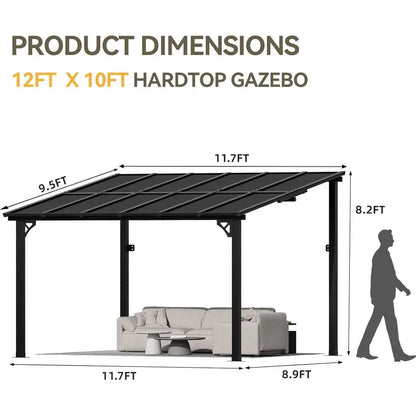 Outdoor Pavilion with Sloping Roof                and Heavy-Duty Wall-Mounted Canopies for Backyard Decks and Patios