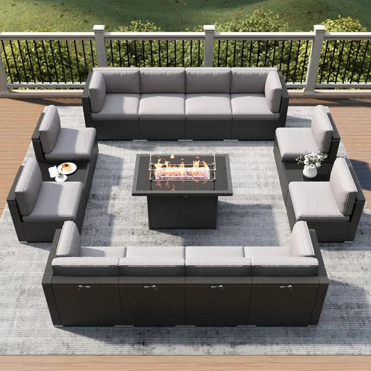 15-Piece Patio Furniture Set, Fire Pit