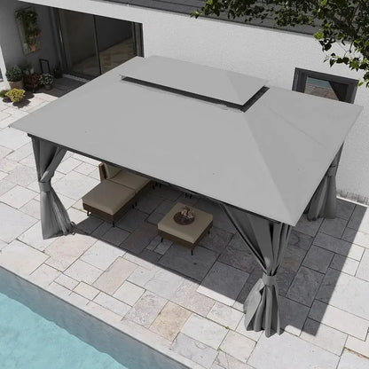 Outdoor 10x13 Patio Gazebo with Double Roof
