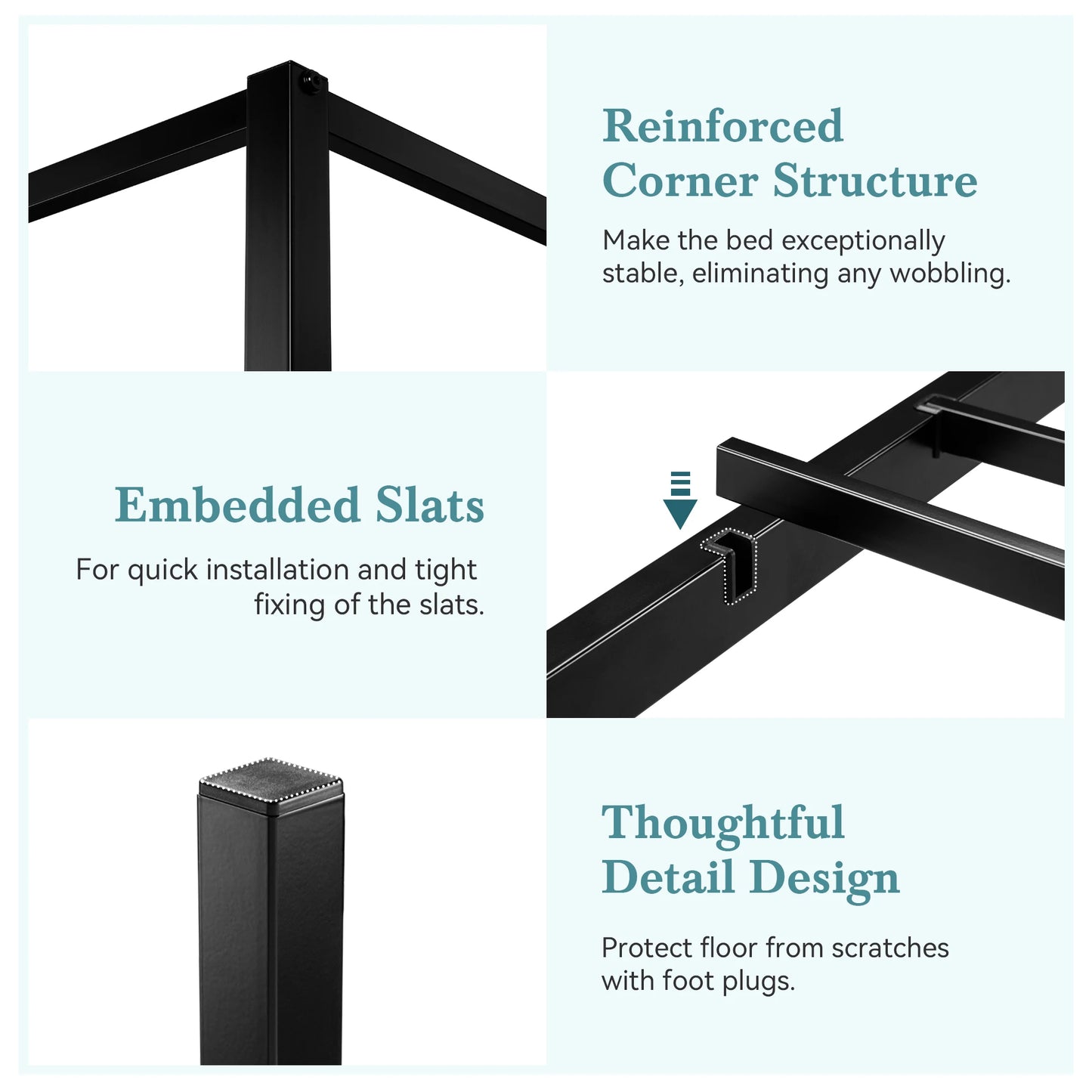 Canopy Bed Frame, 4-Poster, No Box Spring Needed