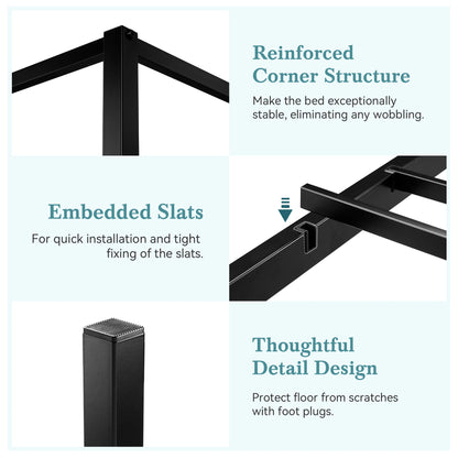 Canopy Bed Frame, 4-Poster, No Box Spring Needed