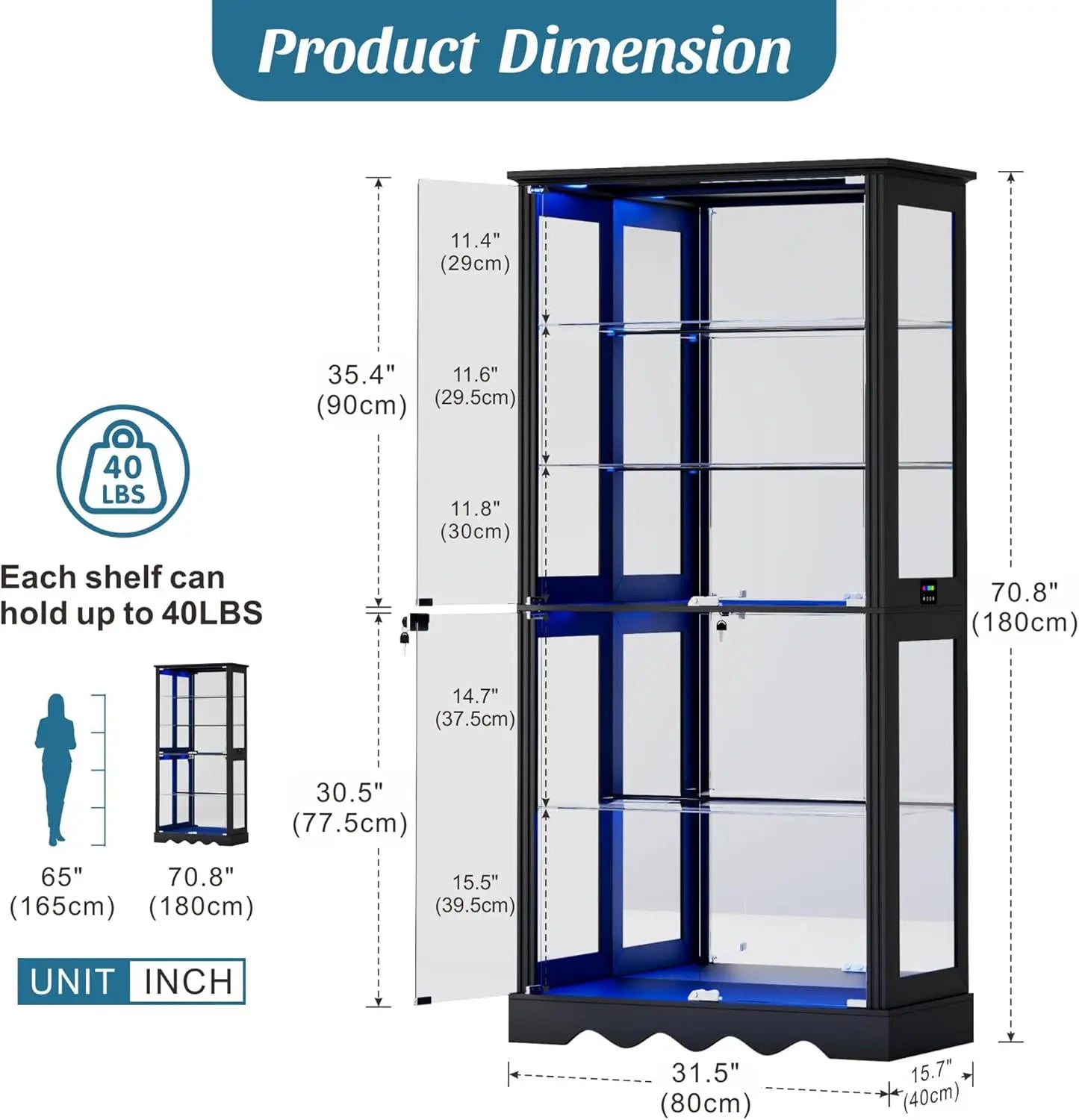 Glass Cabinet, RGB Lights & Motion Sensor