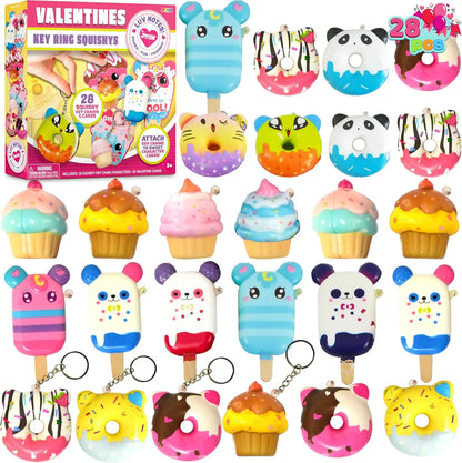 JOYFY 28 Pack Dessert squishy toys,  Keychains