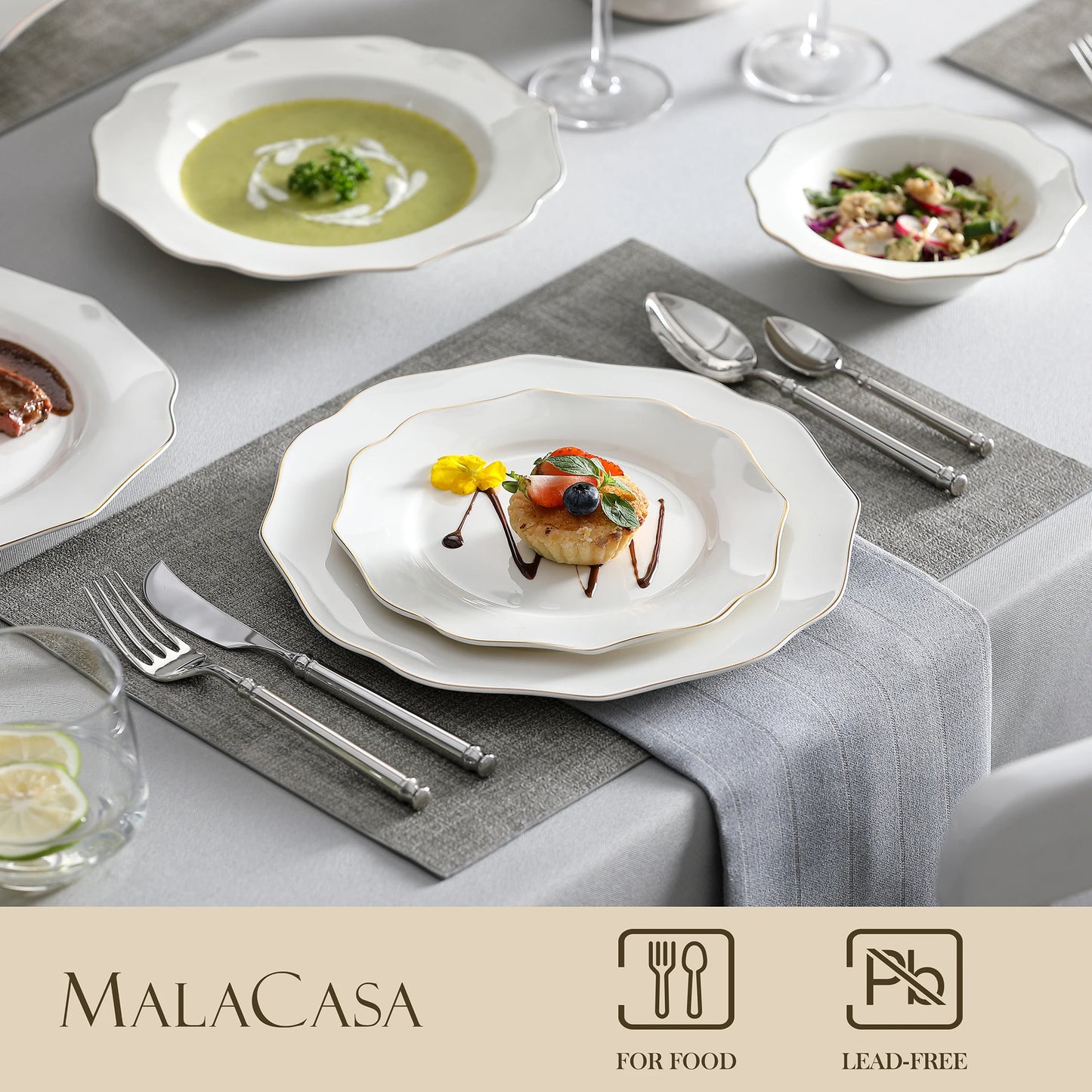 MALACASA 16-PIECE Nordic European Tableware Set