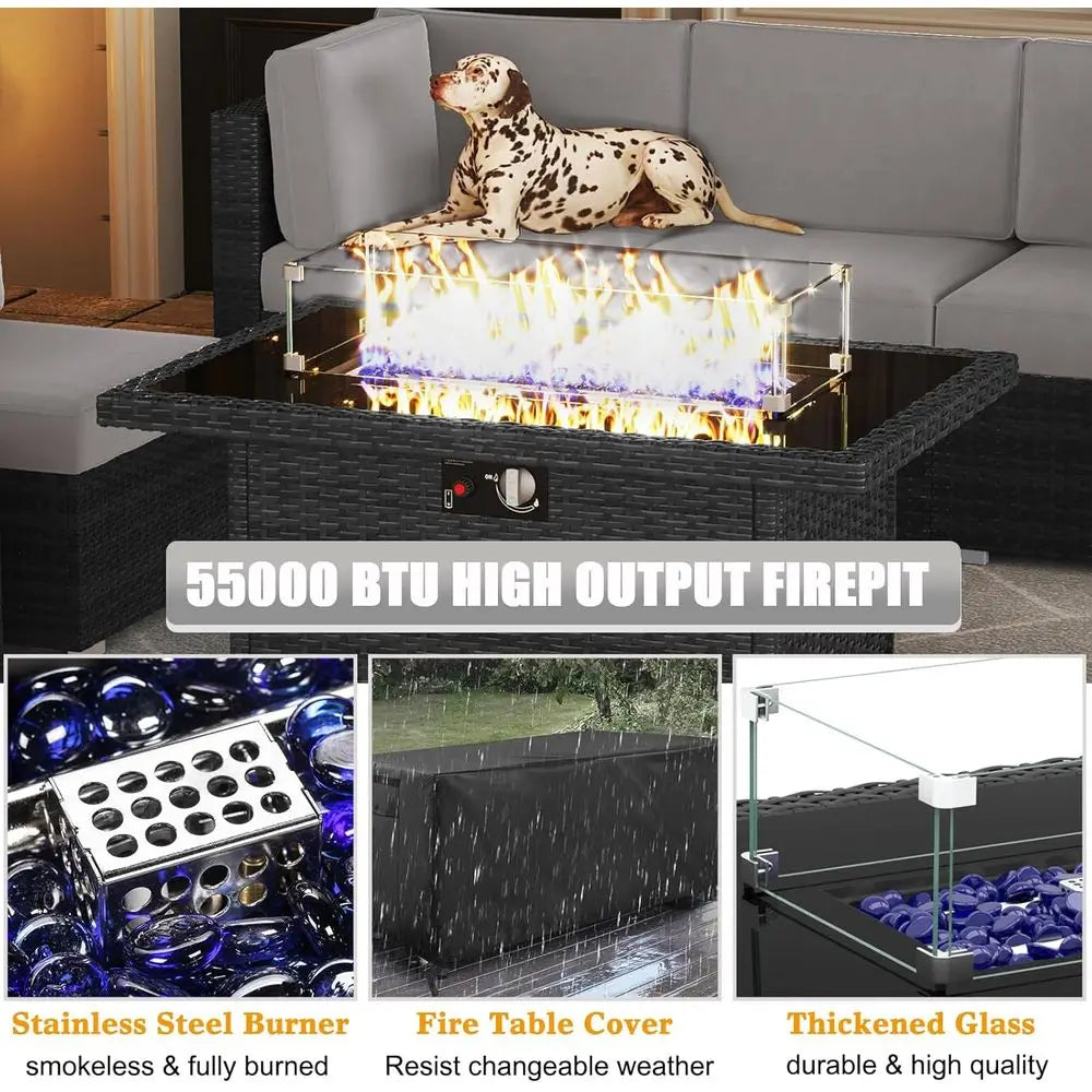 15-Piece Patio Furniture Set, Fire Pit