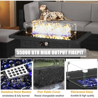 15-Piece Patio Furniture Set, Fire Pit