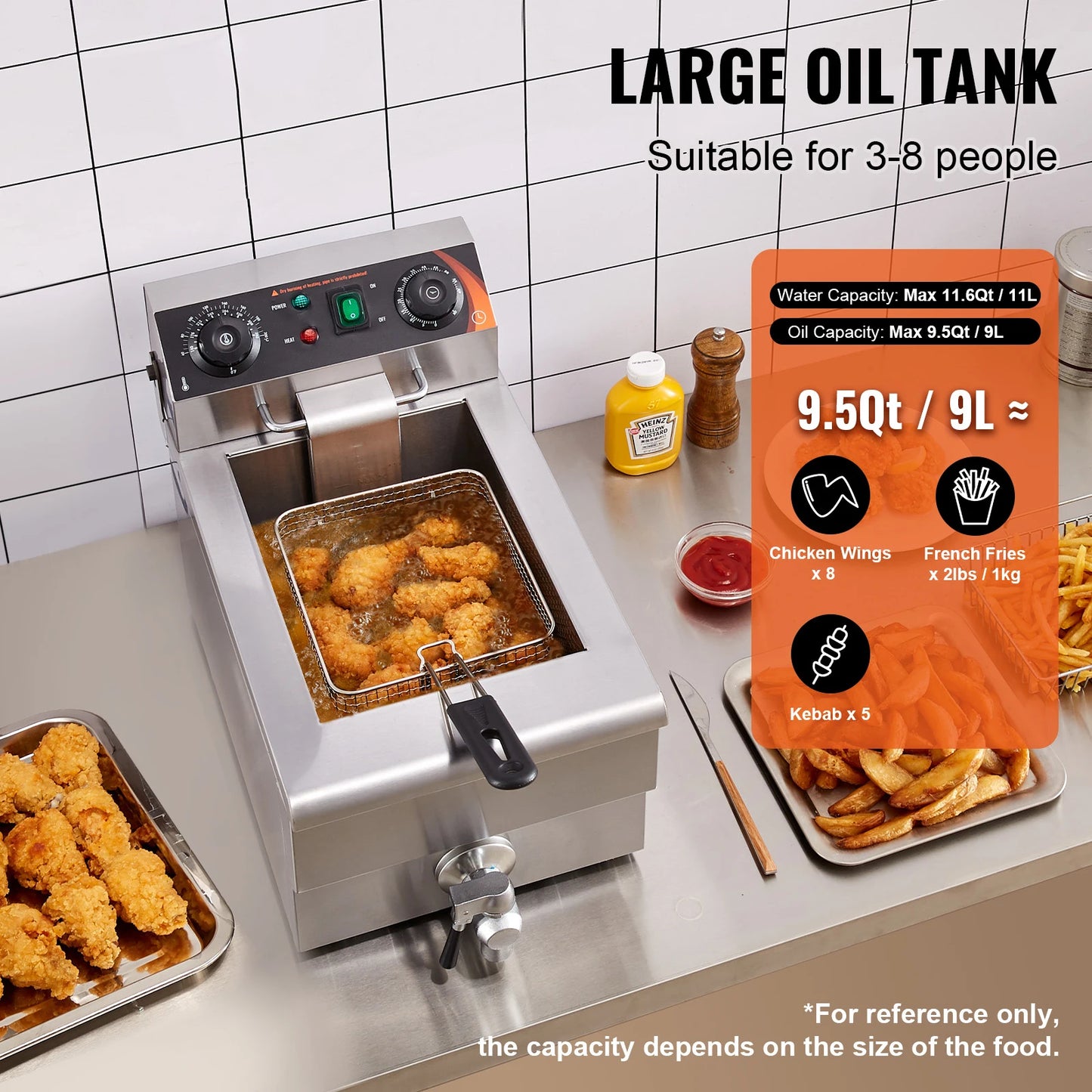 SucceBuy Commercial Deep Fryer Electric Countertop Fryer