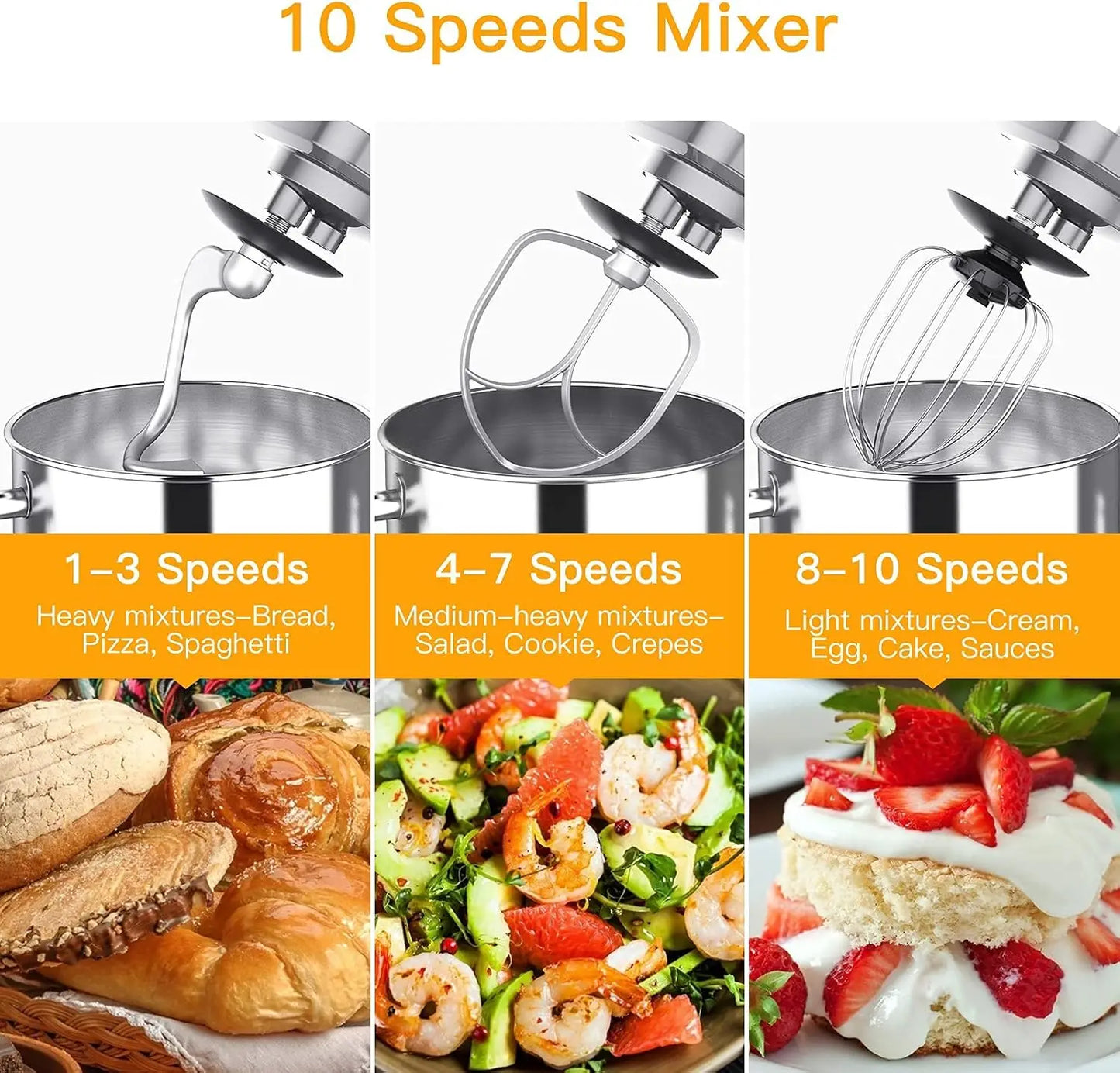 7.5QT 10-Speed 660W Tilt-Head Electric Food Mixer       
Splash Guard