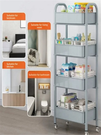 Trolley with Handlebar and Storage Rack