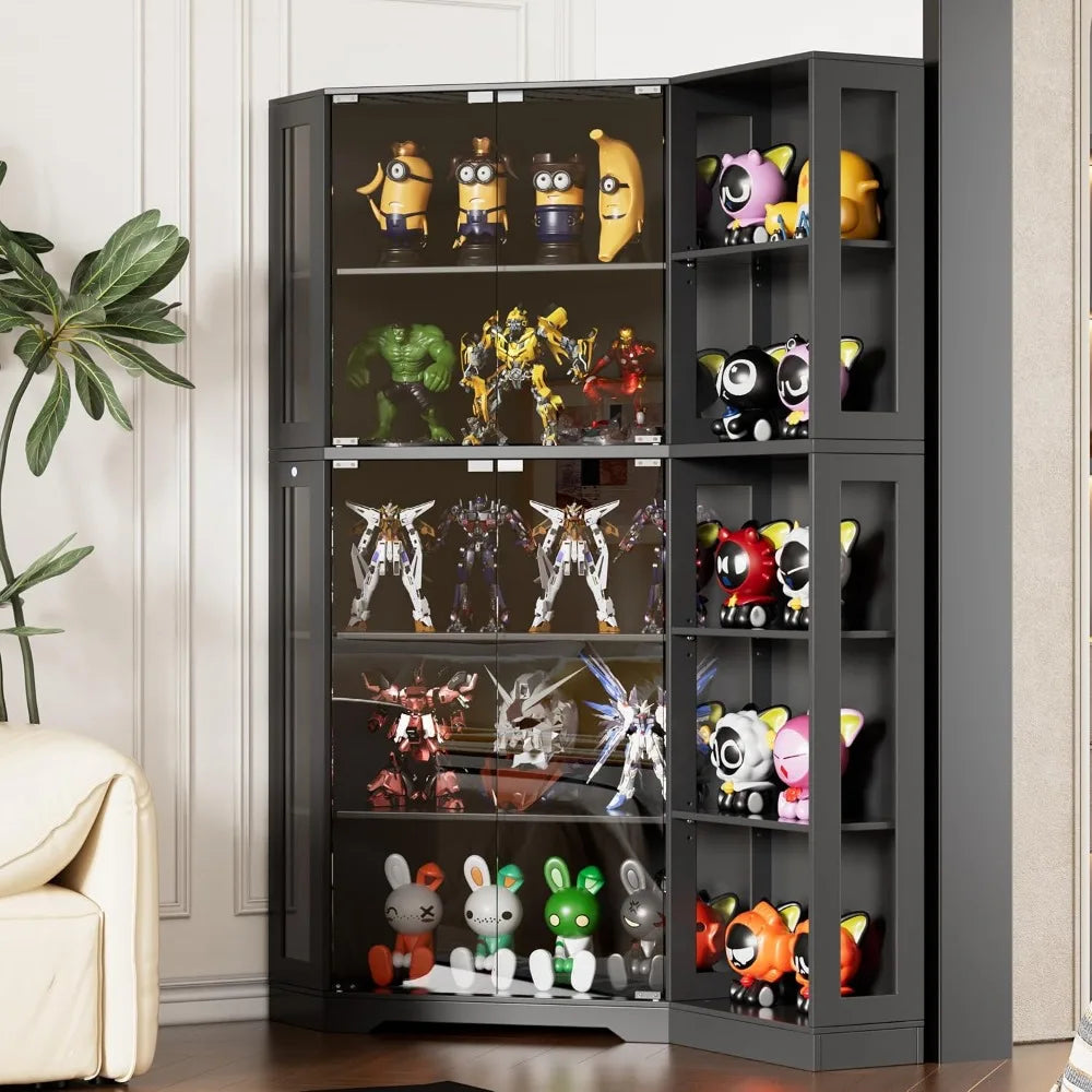 Corner Display Cabinet with LED Lights