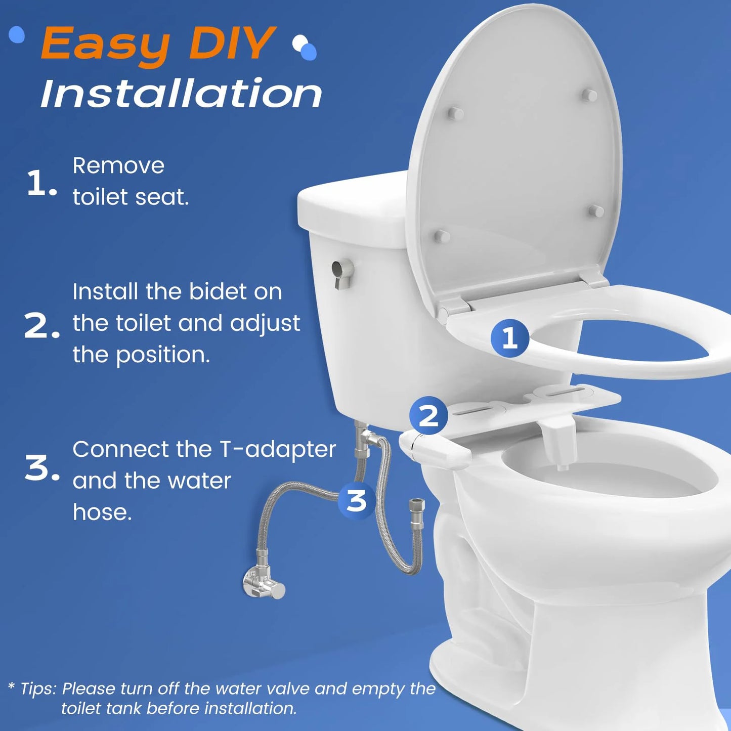 Ultra-Slim Bidet Attachment for Toilet