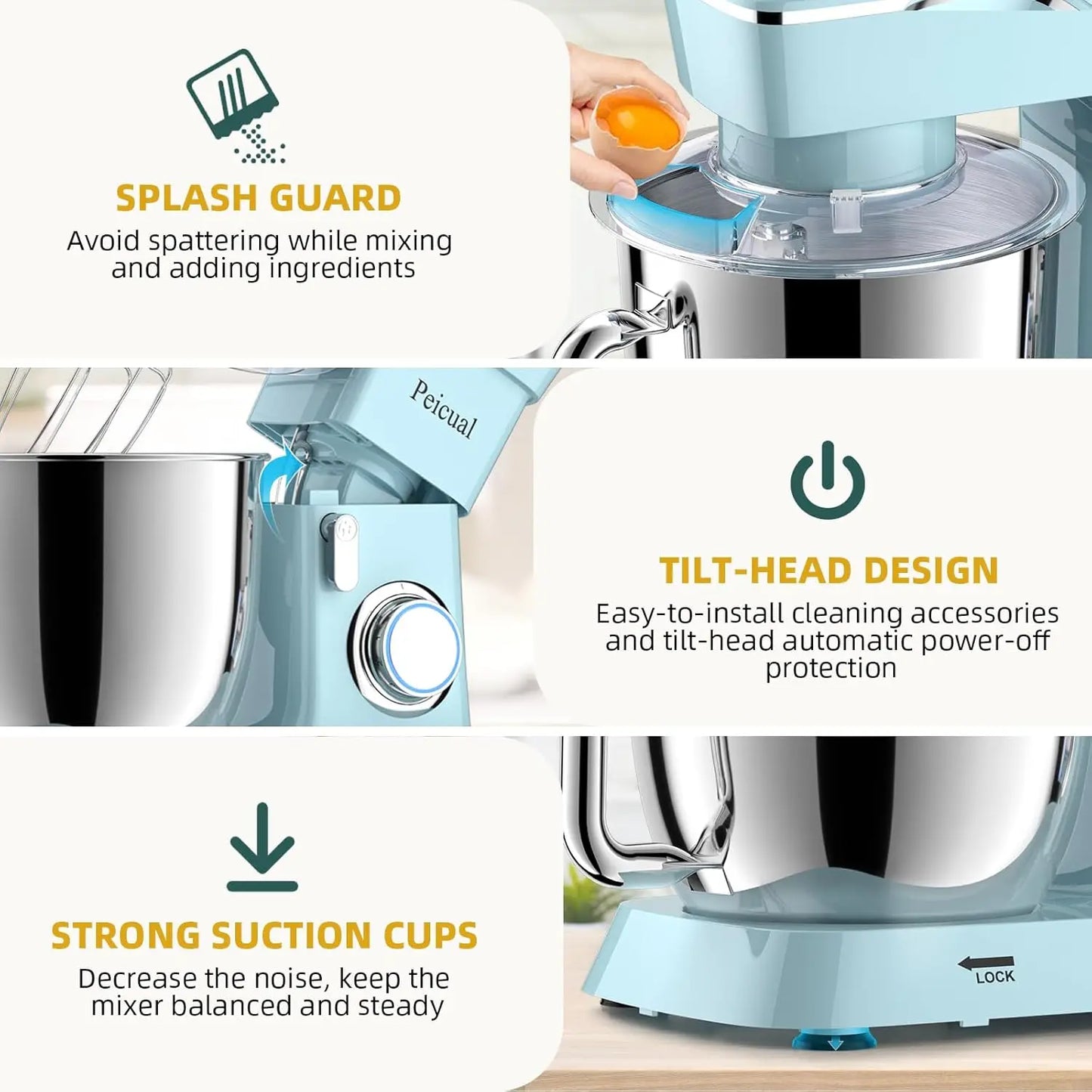 6QT Stand Mixer with Tilt-Head Design,