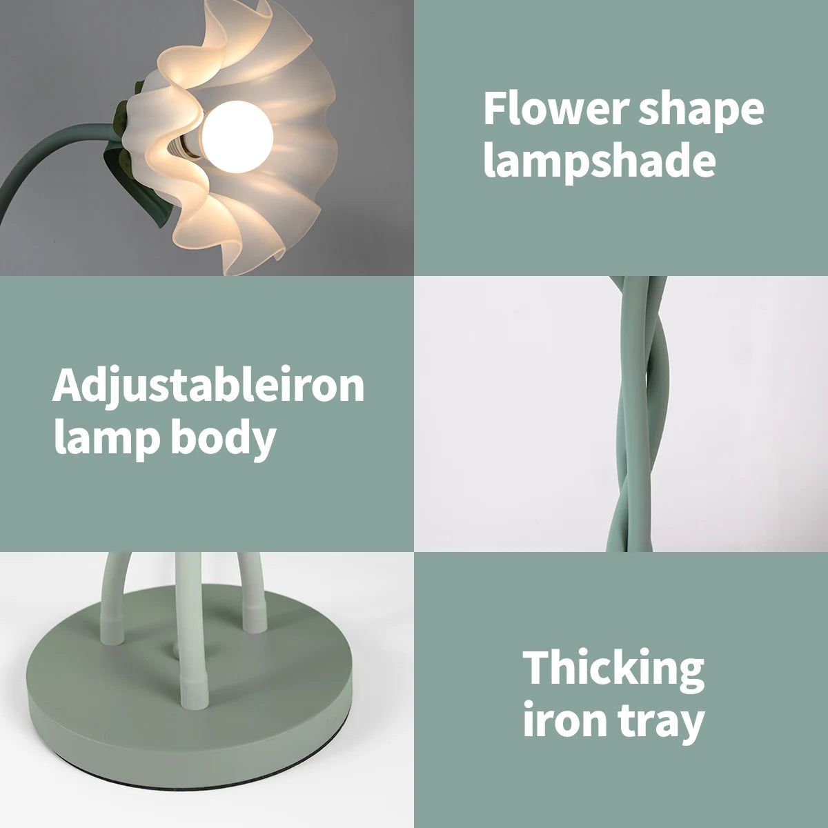 3-Head Flower Floor Lamp Contains Bulb,