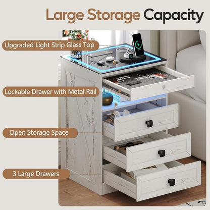Smart Nightstand with Lockable Gun Drawer