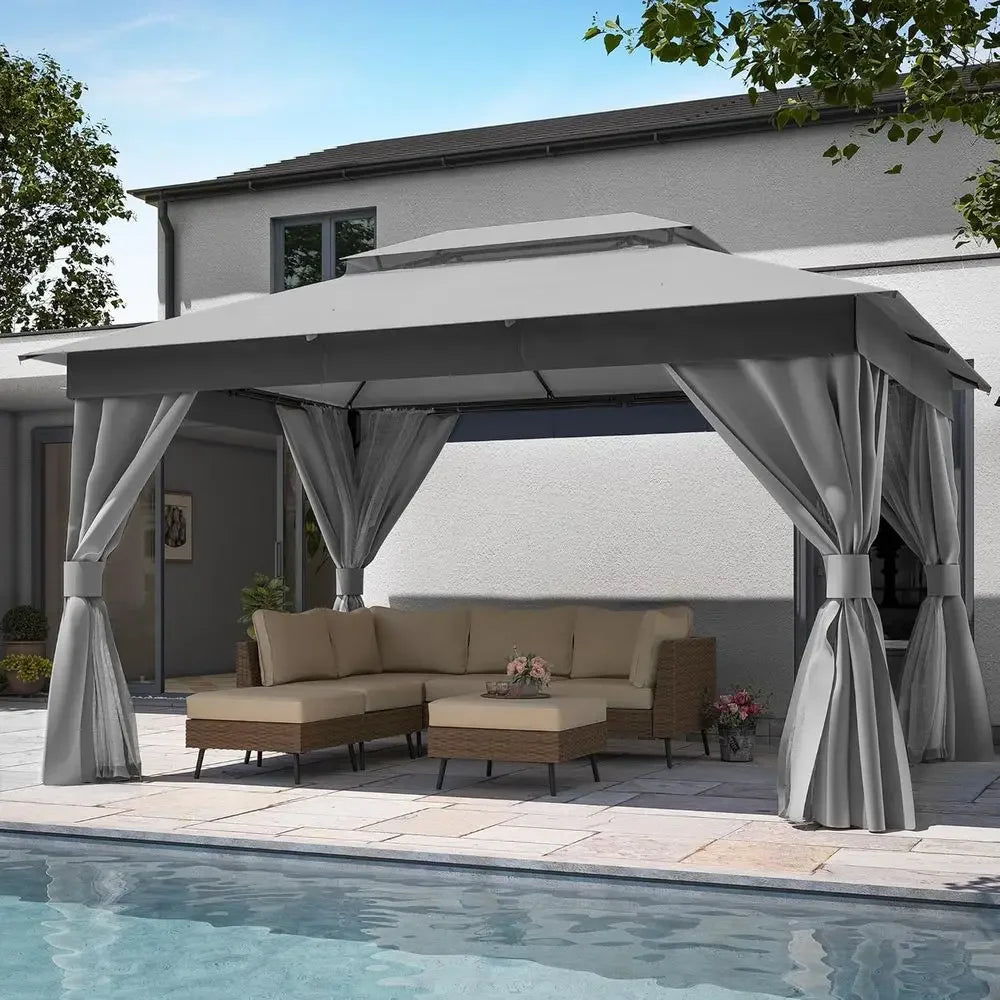 Outdoor 10x13 Patio Gazebo with Double Roof