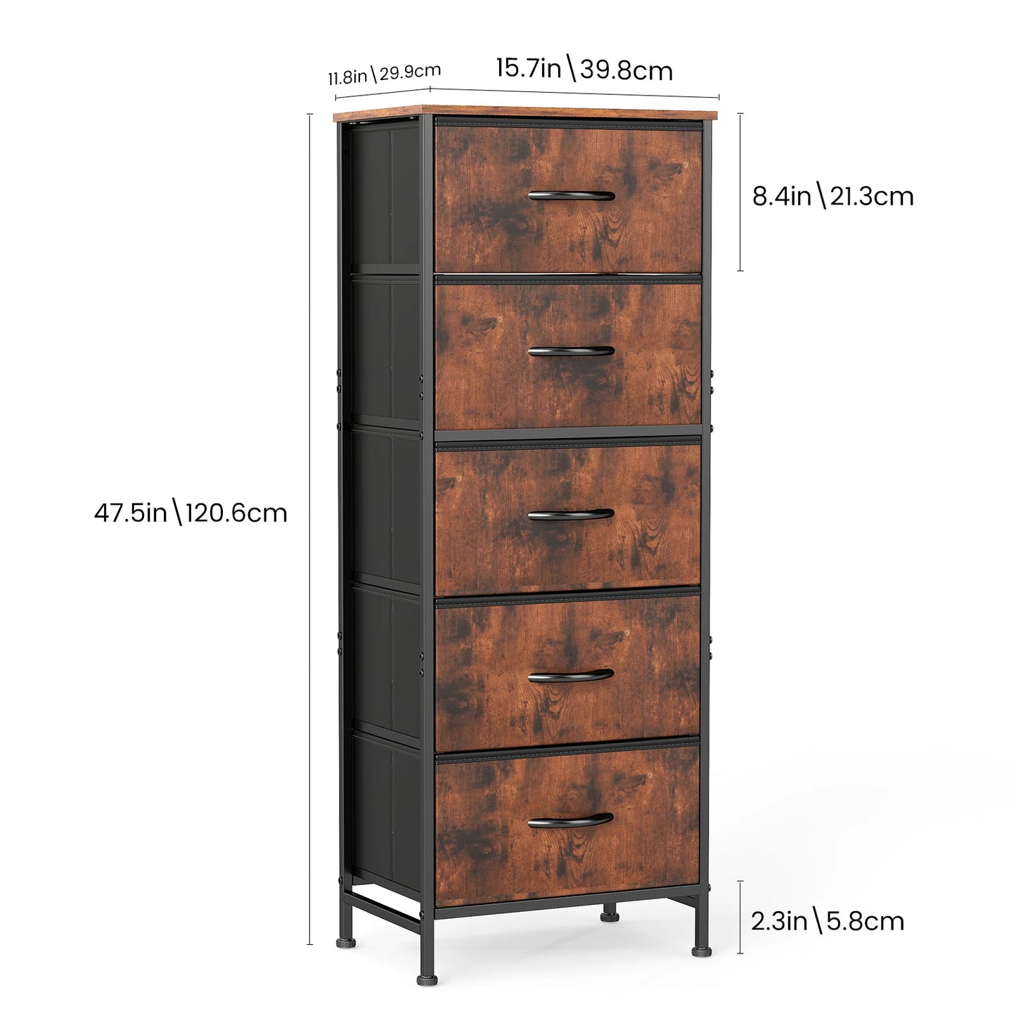 JHK 48IN Dresser 5 Fabric Drawers