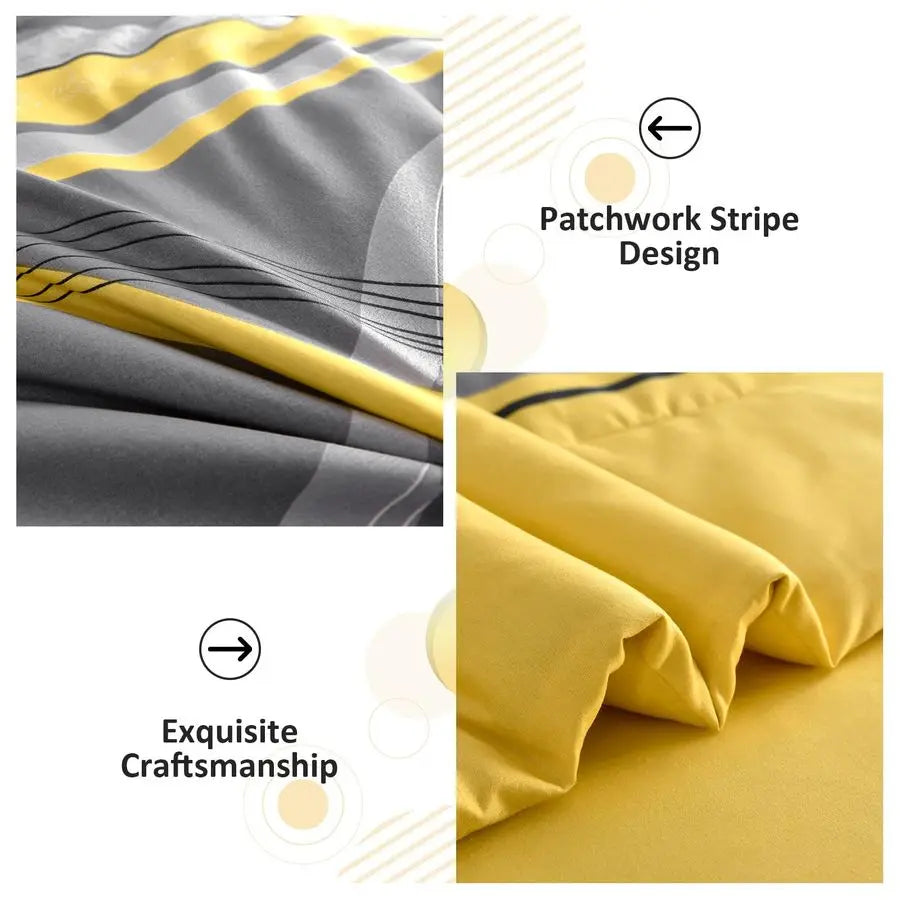 Yellow Comforter Set Queen Striped Bedding