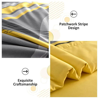 Yellow Comforter Set Queen Striped Bedding