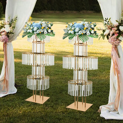 2PCS Crystal Flower Stand Crystal Vases Gold/Silver